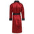 Gable Mens Long Smoking Jacket back - Claret | Bown of London